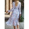 imagePRETTYGARDEN Womens Floral Print Boho Dress Long Sleeve Wrap V Neck Ruffle Belted ALine Flowy Maxi DressesFloral Light Blue