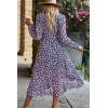 imagePRETTYGARDEN Womens Floral Print Boho Dress Long Sleeve Wrap V Neck Ruffle Belted ALine Flowy Maxi DressesFloral Navy