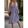 imagePRETTYGARDEN Womens Floral Print Boho Dress Long Sleeve Wrap V Neck Ruffle Belted ALine Flowy Maxi DressesFloral Navy