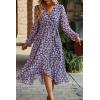 imagePRETTYGARDEN Womens Floral Print Boho Dress Long Sleeve Wrap V Neck Ruffle Belted ALine Flowy Maxi DressesFloral Navy