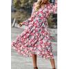 imagePRETTYGARDEN Womens Floral Print Boho Dress Long Sleeve Wrap V Neck Ruffle Belted ALine Flowy Maxi DressesFloral Pink