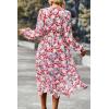 imagePRETTYGARDEN Womens Floral Print Boho Dress Long Sleeve Wrap V Neck Ruffle Belted ALine Flowy Maxi DressesFloral Pink