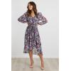 imagePRETTYGARDEN Womens Floral Print Boho Dress Long Sleeve Wrap V Neck Ruffle Belted ALine Flowy Maxi DressesFloral Purple