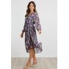 imagePRETTYGARDEN Womens Floral Print Boho Dress Long Sleeve Wrap V Neck Ruffle Belted ALine Flowy Maxi DressesFloral Purple