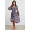 imagePRETTYGARDEN Womens Floral Print Boho Dress Long Sleeve Wrap V Neck Ruffle Belted ALine Flowy Maxi DressesFloral Purple