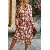 imagePRETTYGARDEN Womens Floral Print Boho Dress Long Sleeve Wrap V Neck Ruffle Belted ALine Flowy Maxi DressesFloral Wine Red