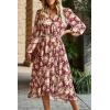 imagePRETTYGARDEN Womens Floral Print Boho Dress Long Sleeve Wrap V Neck Ruffle Belted ALine Flowy Maxi DressesFloral Wine Red