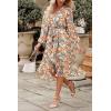 imagePRETTYGARDEN Womens Floral Print Boho Dress Long Sleeve Wrap V Neck Ruffle Belted ALine Flowy Maxi DressesFloral Yellow