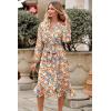 imagePRETTYGARDEN Womens Floral Print Boho Dress Long Sleeve Wrap V Neck Ruffle Belted ALine Flowy Maxi DressesFloral Yellow