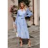 imagePRETTYGARDEN Womens Floral Print Boho Dress Long Sleeve Wrap V Neck Ruffle Belted ALine Flowy Maxi DressesLight Blue
