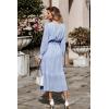 imagePRETTYGARDEN Womens Floral Print Boho Dress Long Sleeve Wrap V Neck Ruffle Belted ALine Flowy Maxi DressesLight Blue