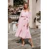 imagePRETTYGARDEN Womens Floral Print Boho Dress Long Sleeve Wrap V Neck Ruffle Belted ALine Flowy Maxi DressesPink