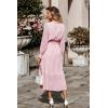 imagePRETTYGARDEN Womens Floral Print Boho Dress Long Sleeve Wrap V Neck Ruffle Belted ALine Flowy Maxi DressesPink