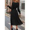 imagePRETTYGARDEN Womens Floral Print Boho Dress Long Sleeve Wrap V Neck Ruffle Belted ALine Flowy Maxi DressesSolid Black
