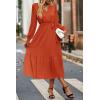 imagePRETTYGARDEN Womens Floral Print Boho Dress Long Sleeve Wrap V Neck Ruffle Belted ALine Flowy Maxi DressesSolid Brick Red