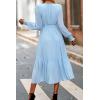 imagePRETTYGARDEN Womens Floral Print Boho Dress Long Sleeve Wrap V Neck Ruffle Belted ALine Flowy Maxi DressesSolid Light Blue