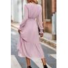 imagePRETTYGARDEN Womens Floral Print Boho Dress Long Sleeve Wrap V Neck Ruffle Belted ALine Flowy Maxi DressesSolid Pink