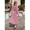 imagePRETTYGARDEN Womens Floral Print Boho Dress Long Sleeve Wrap V Neck Ruffle Belted ALine Flowy Maxi DressesWine Red