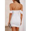 imagePRETTYGARDEN Womens Summer Mini Ruched Bodycon Dress Off Shoulder Sleeveless Cocktail Party Short Fitted DressWhite