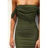 imagePRETTYGARDEN Womens Summer Off The Shoulder Ruched Bodycon Dresses Sleeveless Fitted Party Club Midi DressArmy Green