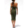 imagePRETTYGARDEN Womens Summer Off The Shoulder Ruched Bodycon Dresses Sleeveless Fitted Party Club Midi DressArmy Green
