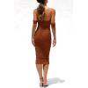 imagePRETTYGARDEN Womens Summer Off The Shoulder Ruched Bodycon Dresses Sleeveless Fitted Party Club Midi DressCaramel