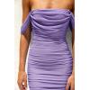imagePRETTYGARDEN Womens Summer Off The Shoulder Ruched Bodycon Dresses Sleeveless Fitted Party Club Midi DressGrey Purple