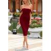 imagePRETTYGARDEN Womens Summer Off The Shoulder Ruched Bodycon Dresses Sleeveless Fitted Party Club Midi DressWine Red
