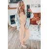 imagePRETTYGARDEN Womens Two Piece Outfit Short Sleeve Pullover with Drawstring Long Pants Tracksuit Jogger SetBeige