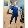 imagePRETTYGARDEN Womens Two Piece Outfit Short Sleeve Pullover with Drawstring Long Pants Tracksuit Jogger SetBlue