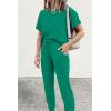imagePRETTYGARDEN Womens Two Piece Outfit Short Sleeve Pullover with Drawstring Long Pants Tracksuit Jogger SetBright Green