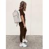 imagePRETTYGARDEN Womens Two Piece Outfit Short Sleeve Pullover with Drawstring Long Pants Tracksuit Jogger SetBrown