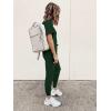 imagePRETTYGARDEN Womens Two Piece Outfit Short Sleeve Pullover with Drawstring Long Pants Tracksuit Jogger SetDark Green