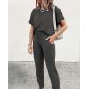 imagePRETTYGARDEN Womens Two Piece Outfit Short Sleeve Pullover with Drawstring Long Pants Tracksuit Jogger SetDark Grey