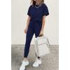 imagePRETTYGARDEN Womens Two Piece Outfit Short Sleeve Pullover with Drawstring Long Pants Tracksuit Jogger SetNavy