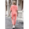 imagePRETTYGARDEN Womens Two Piece Outfit Short Sleeve Pullover with Drawstring Long Pants Tracksuit Jogger SetPink