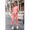 imagePRETTYGARDEN Womens Two Piece Outfit Short Sleeve Pullover with Drawstring Long Pants Tracksuit Jogger SetPink