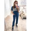 imagePRETTYGARDEN Womens Two Piece Outfit Short Sleeve Pullover with Drawstring Long Pants Tracksuit Jogger SetStriped Bright Blue