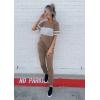 imagePRETTYGARDEN Womens Two Piece Outfit Short Sleeve Pullover with Drawstring Long Pants Tracksuit Jogger SetStriped Dark Khaki