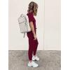 imagePRETTYGARDEN Womens Two Piece Outfit Short Sleeve Pullover with Drawstring Long Pants Tracksuit Jogger SetWine Red