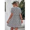 imagePRETTYGARDEN Summer Dress for Women 2024 Short Sleeve V Neck Ruffle Floral Swing ALine Short DressesBlack