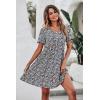 imagePRETTYGARDEN Summer Dress for Women 2024 Short Sleeve V Neck Ruffle Floral Swing ALine Short DressesBlack