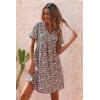 imagePRETTYGARDEN Summer Dress for Women 2024 Short Sleeve V Neck Ruffle Floral Swing ALine Short DressesRose Red