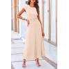 imagePRETTYGARDEN Womens 2 Piece Summer Outfits Dressy Casual Knit Short Sleeve Crop Top High Waist Midi Skirt SetBeige