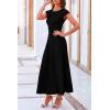 imagePRETTYGARDEN Womens 2 Piece Summer Outfits Dressy Casual Knit Short Sleeve Crop Top High Waist Midi Skirt SetBlack