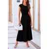 imagePRETTYGARDEN Womens 2 Piece Summer Outfits Dressy Casual Knit Short Sleeve Crop Top High Waist Midi Skirt SetBlack