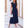 imagePRETTYGARDEN Womens 2 Piece Summer Outfits Dressy Casual Knit Short Sleeve Crop Top High Waist Midi Skirt SetDark Blue