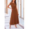 imagePRETTYGARDEN Womens 2 Piece Summer Outfits Dressy Casual Knit Short Sleeve Crop Top High Waist Midi Skirt SetDark Brown