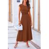 imagePRETTYGARDEN Womens 2 Piece Summer Outfits Dressy Casual Knit Short Sleeve Crop Top High Waist Midi Skirt SetDark Brown