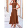 imagePRETTYGARDEN Womens 2 Piece Summer Outfits Dressy Casual Knit Short Sleeve Crop Top High Waist Midi Skirt SetDark Brown